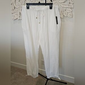 NWT Ralph Lauren 100% Cotton White Wide Leg Pants. Great for Vaca! XL (14/16)